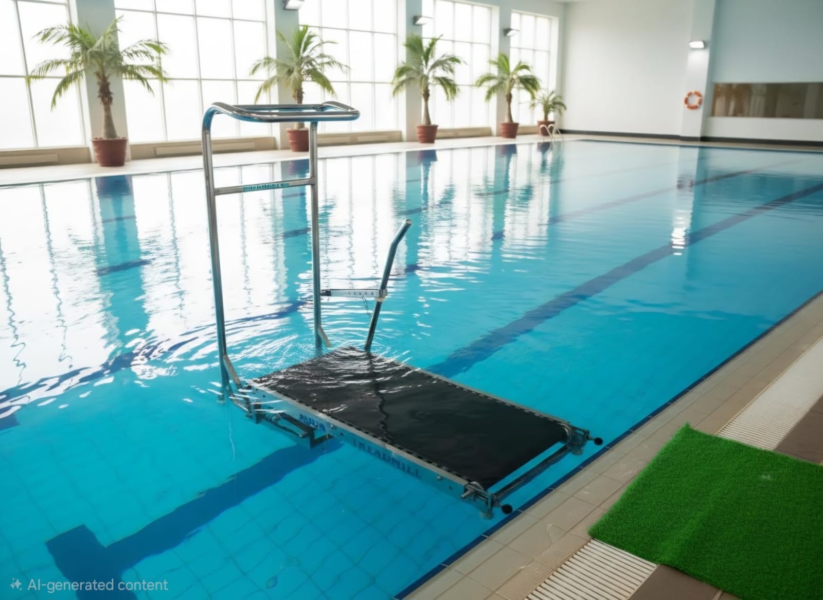 Manual inclining underwater treadmill for rehabilitation